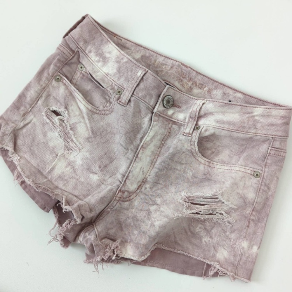 American Eagle Outfitters Summer Shorts 6 Tie Dye Hi Rise Shortie Pink White